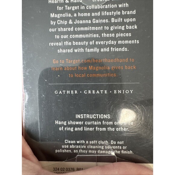 Hearth and Hand Magnolia Shower Curtain Stainless Steel Rings Set Gold Tone - Picture 6 of 8